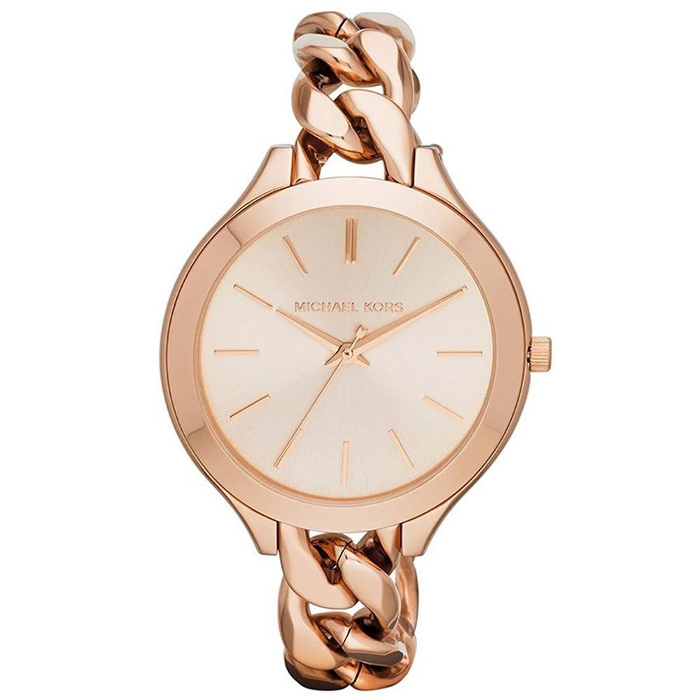 Michael Kors Ladies Slim Runway Rose Gold Watch - MK3223